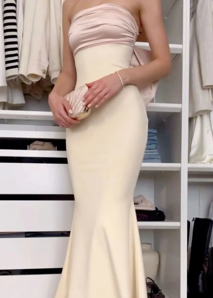 Wholesale Elegant Mermaid Strapless Long Satin Prom Dresses Evening Dress formal wear dresses